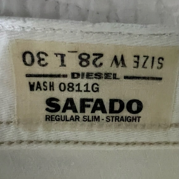 Diesel Safado Wash 0811G Regular Slim Straight White Jeans 28x27, $279 MSRP - Picture 6 of 16